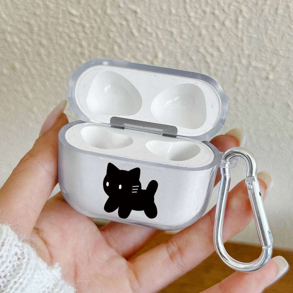 Music Pro2/Pro Cartoon Rock Cat TPU Clear Earphone Case For 4 3 1 2 With Keychain Protective Cover