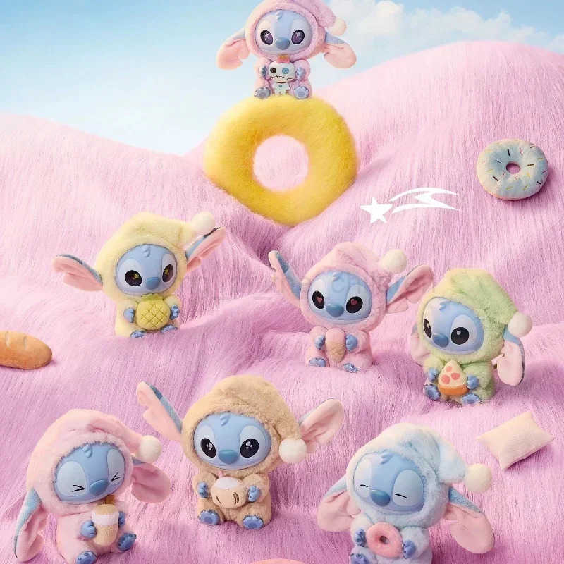 Disney 2025 New Stitch Eat Something Before Sleep Series Vinyl Blind Box Pendant Cute Doll Mystery Box Cute Toy Doll Holiday Gift Toys W250603