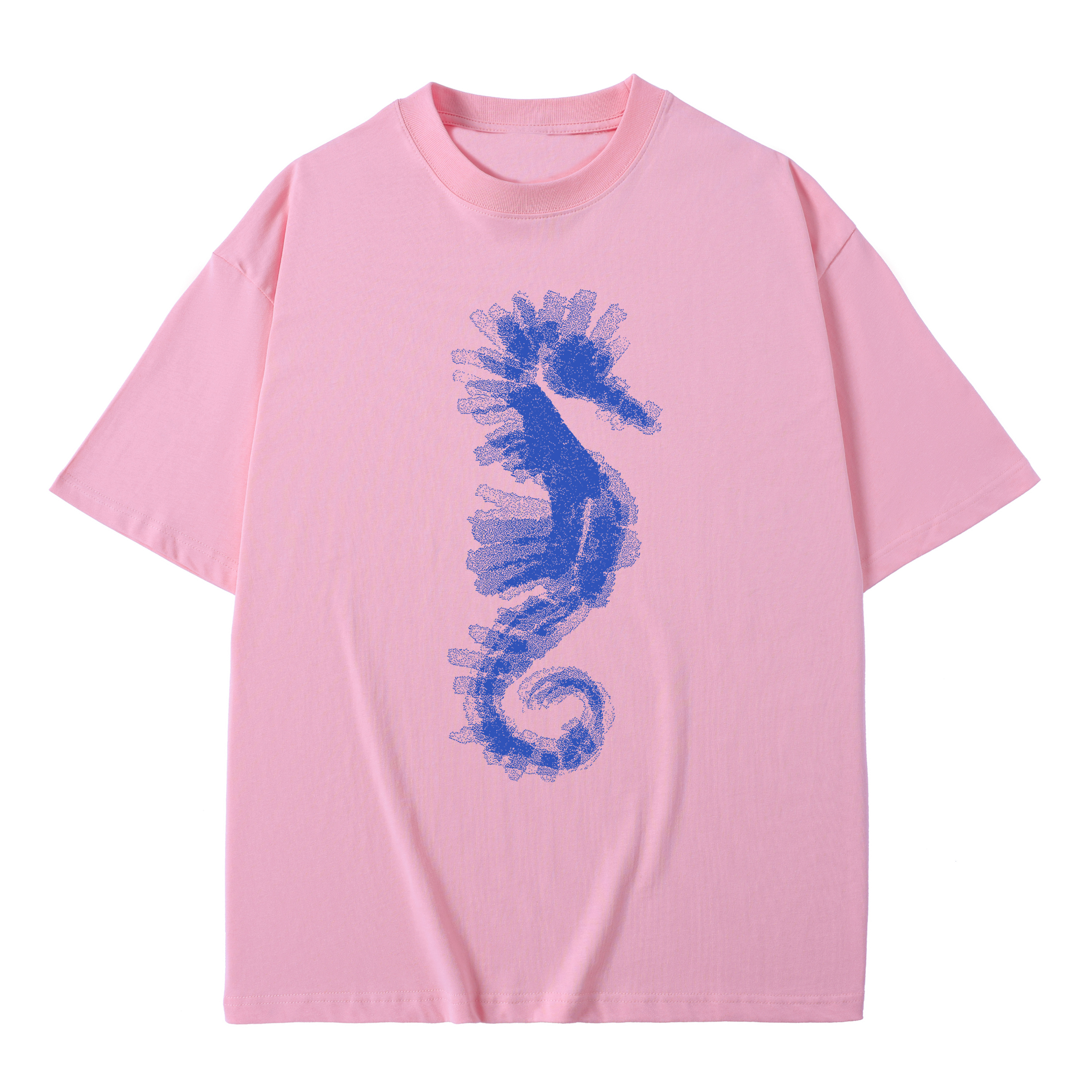 T-shirt men's top designer cotton T-shirt Blue seahorse short sleeved clothing high-quality fashionable T-shirt