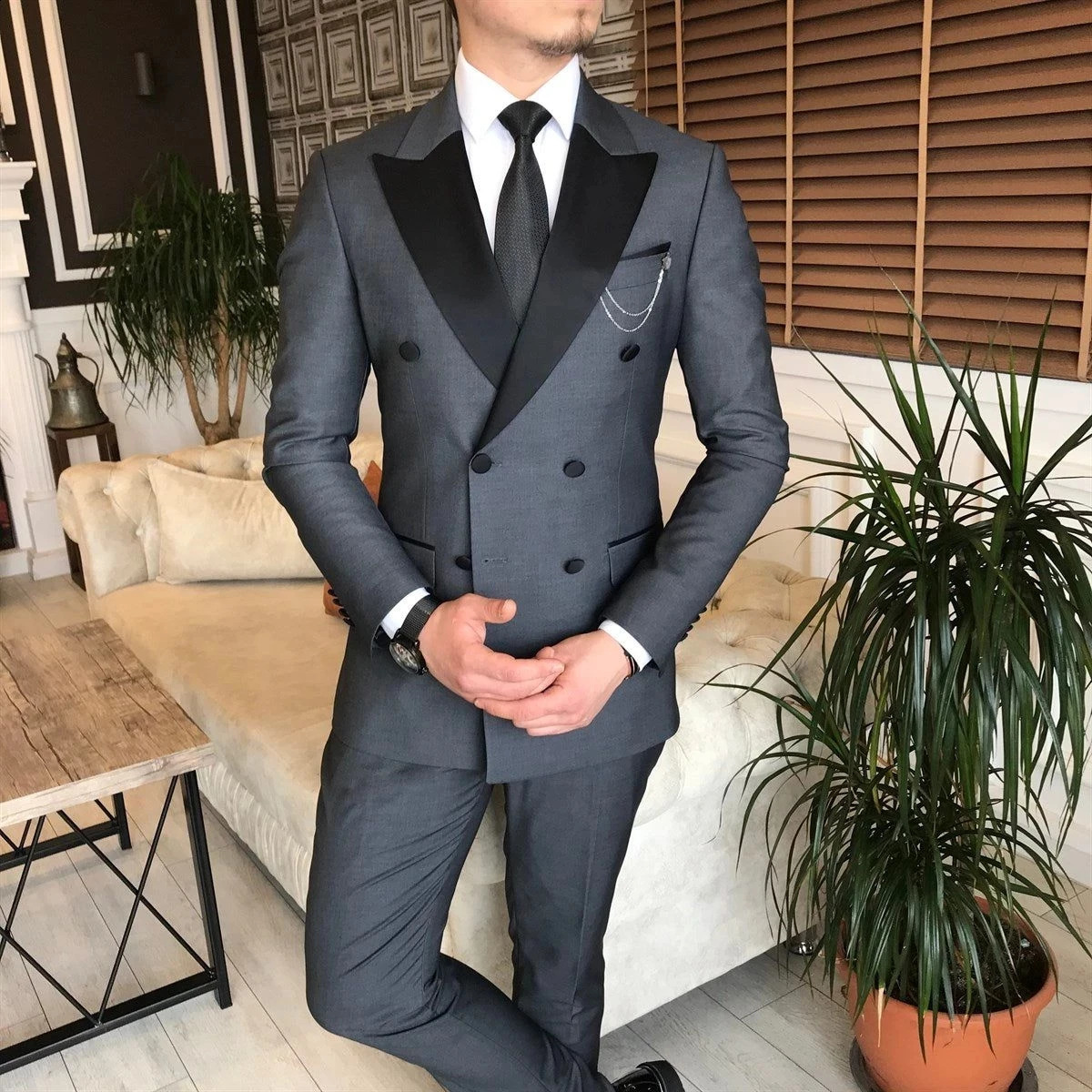 Business Black Peaked Lapel Men Suits 2 Pieces High Quality Masculino Slim Fit Groom Wedding Blazers Daily Wear JacketPants 250603