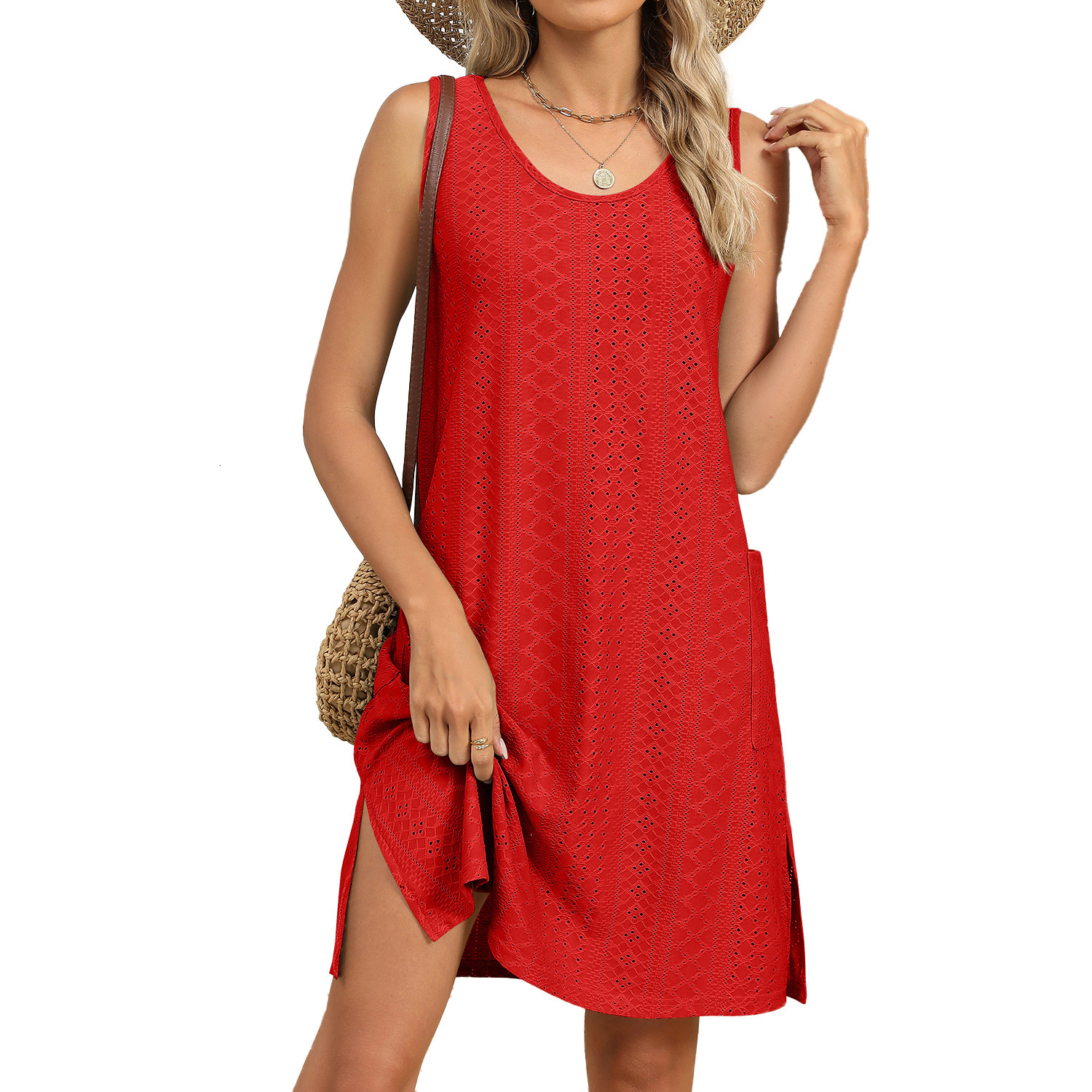 Luxury Designer Clothing Europe And America 2025 Summer New Item Solid Color Round Neck Loose Sleeveless Dress New Designer Dress