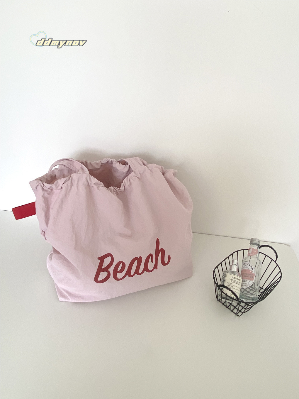 Korean Style New Letter Print for Women Large Capacity Nylon Shoulder Casual Versatile Portable Drawstring Tote Bag ddmynov