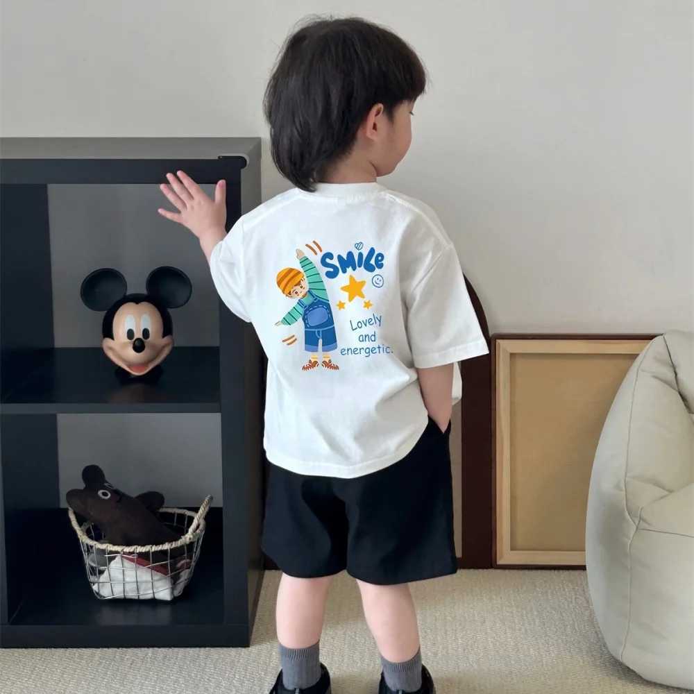 Printed childrens short-sleeved T-shirt for boys and girls pure cotton in summer casual versatile fresh cute and fun T250603