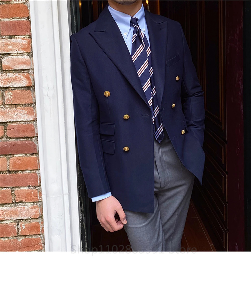 British Daily Only Jacket Men Blazer Slim Suit Blazer Homme Solid Color Masculino Fashion Suit Double Breasted Casual Trendy 250603