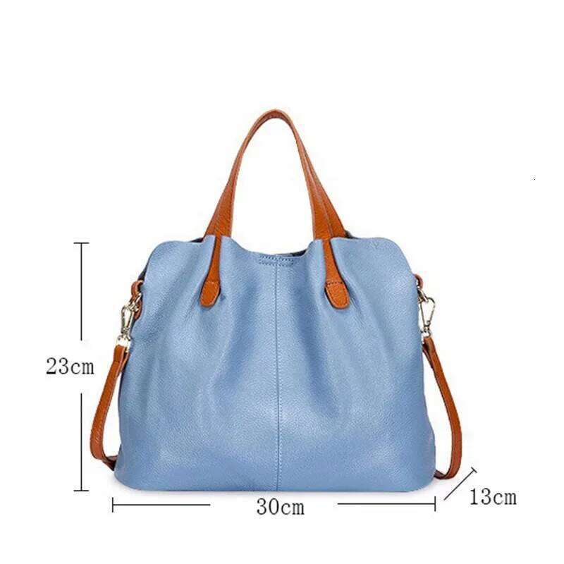 Genuine Leather Women's Bags Fashion Commute Handbags Solid Color Tote Messenger Designer Shoulder Cossbody Bag Female