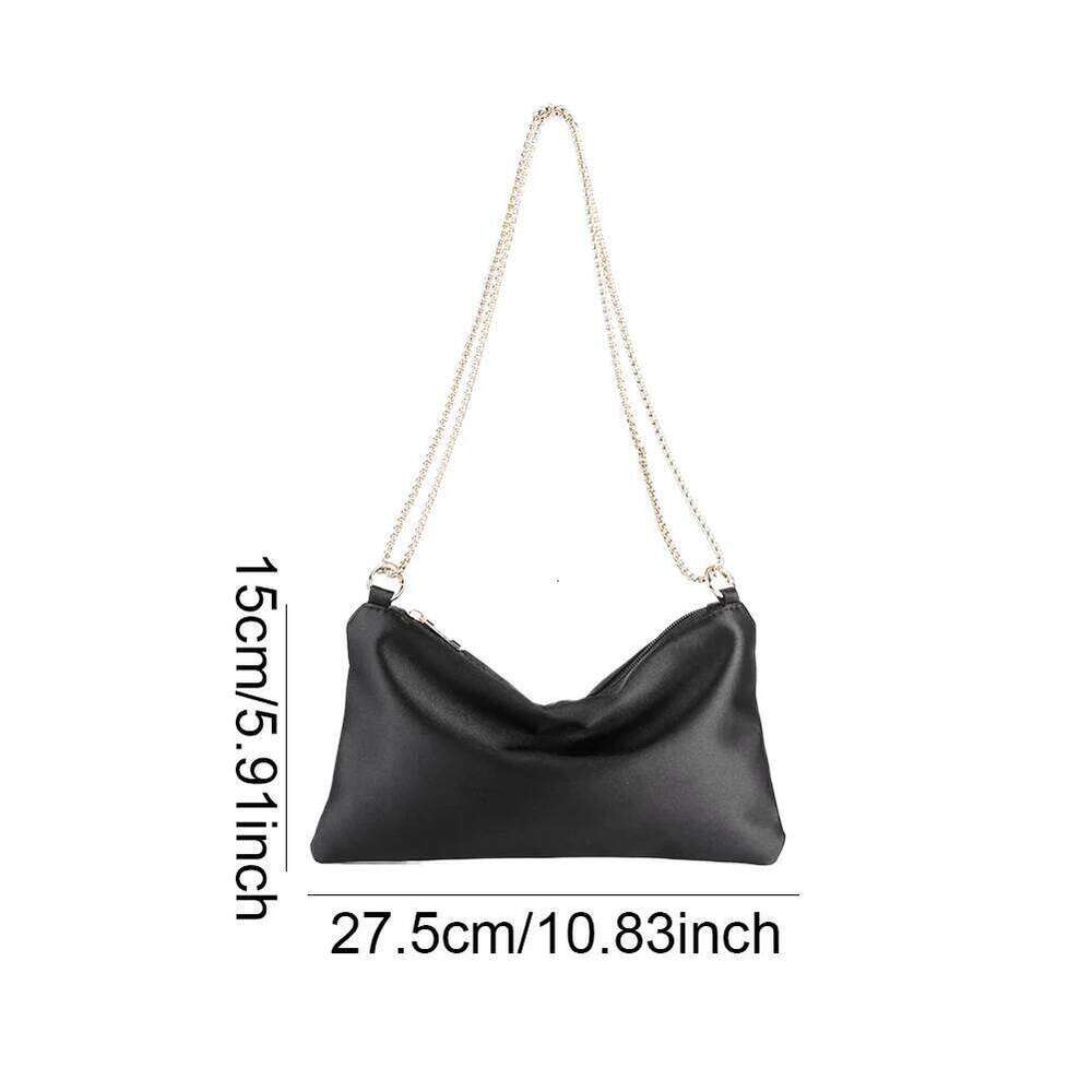 Women's Bags Designer Women Satin Evening With Chain Clutch Purse Zipper Handbag Solid Color Hobo Bag For Wedding Prom Tail Party