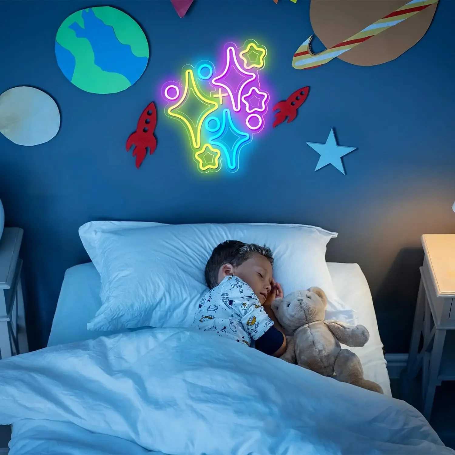 Stars Neon Sign LED Neon Sign for Wall Decoration with USB Dimmable Neon Sign for Different Occasions Like Bar Party XJ250602