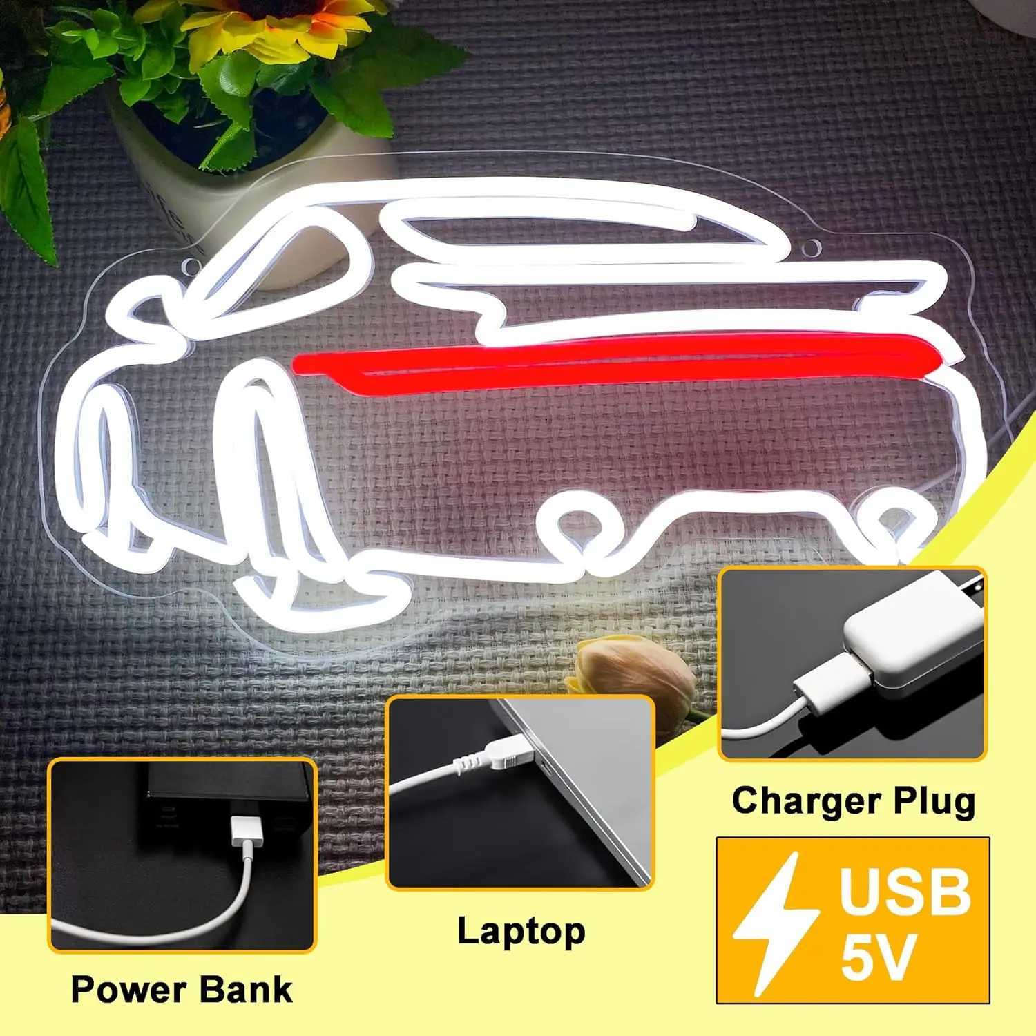 Sports Car USB Powered LED Neon Sign Dimmable Neon Light Wall Decor for Room Garage Decor Party Birthday Handmade Gift Pub Cave XJ250602