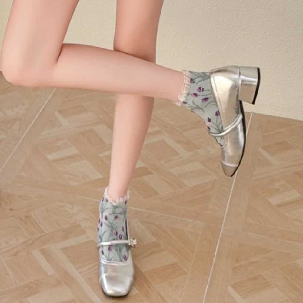 5 Pair Sweet Cute 3D Stereoscopic Flower Womens Socks Set Fashion Lace Edge Short Socks Spring Summer New Woman StreetwearT250602