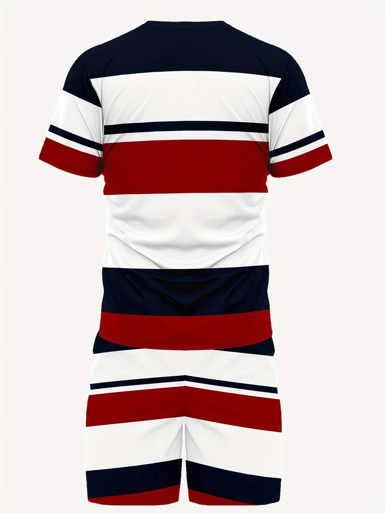 The 2025 summer mens suit is a casual and fashionable striped 3D printed comfortable soft polyester wear 250529Z