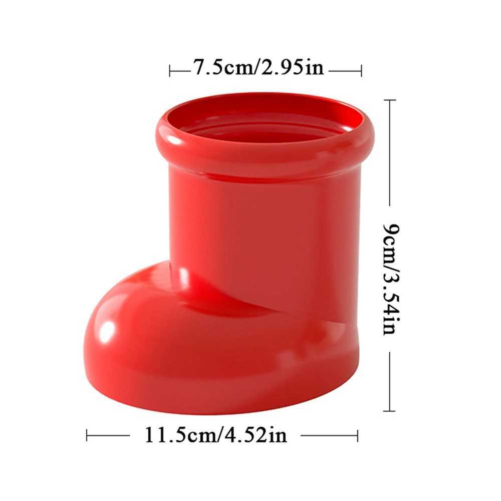 1PC Imitation Ceramic Red Boots Shoe Vase Cute Cartoon Pen Holder Tabletop Storage Flower Vase He Xmas Decoration Accessories Y250603