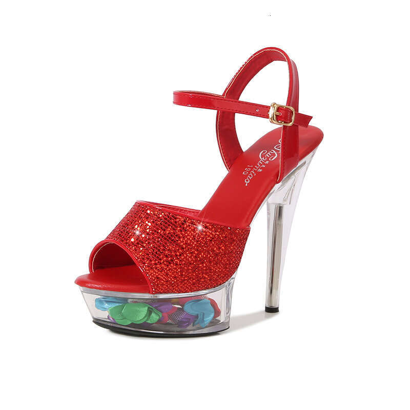 Super High Heels 13Cm Patent Leather Super Heels Crystal Stiletto Rhinestone Waterproof Platform Sexy Extreme High Sandals Platform High Heels