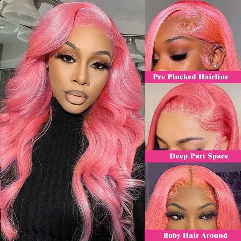 Lafino Pink Front 13x6 13x4 Lace Frontal Human Hair Wig Colored Loose Body Wave