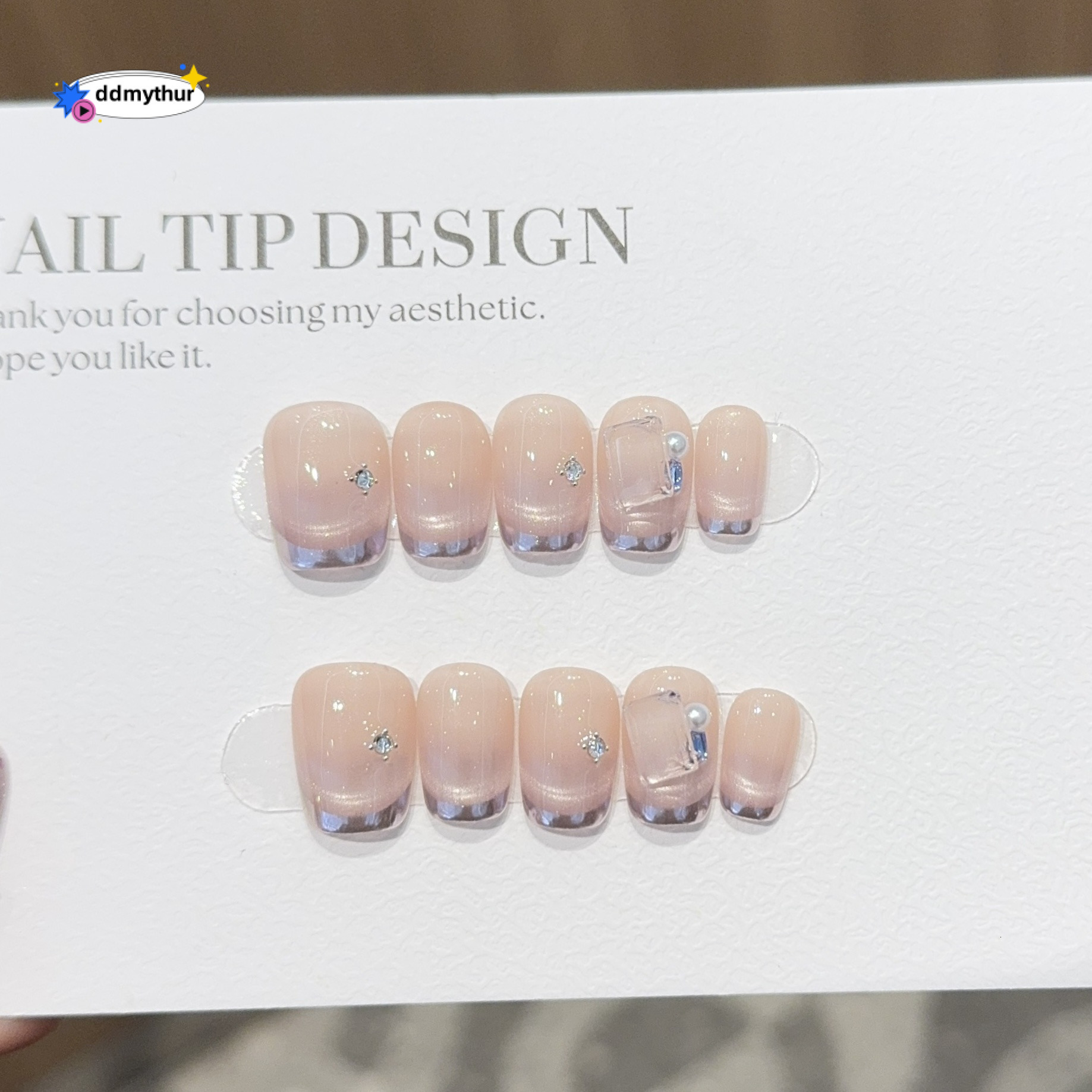 Purple Charm Handmade Wearable Nails Purple Pure Handmade Short Art Nail Tips Ins Style Sparkling ddmythur