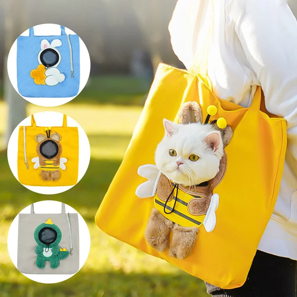 Fashion Cute Cat Canvas Shoulder Bag Portable Pet Cat Dog Bag Puppy Kitten Outdoor Travel Handbag Pet Carrying Supplies 250526