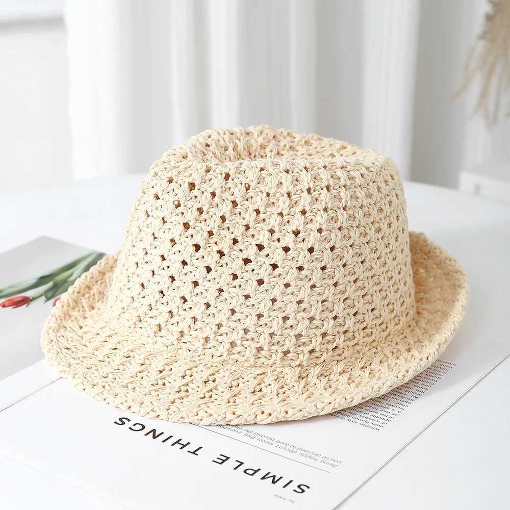Womens Vintage Jazz-inspired Fisherman Bucket Hat Summer Breathable Sunscreen Sunshade Sun Hat W250602