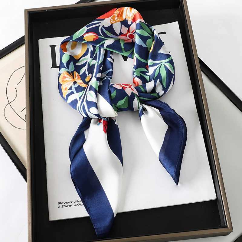 2024 Luxury Square Silk Scarf for Women Hijab Hair Bands Neckerchief Female Satin Shawl Ribbon Headband Fashion Wraps Bandana W250602