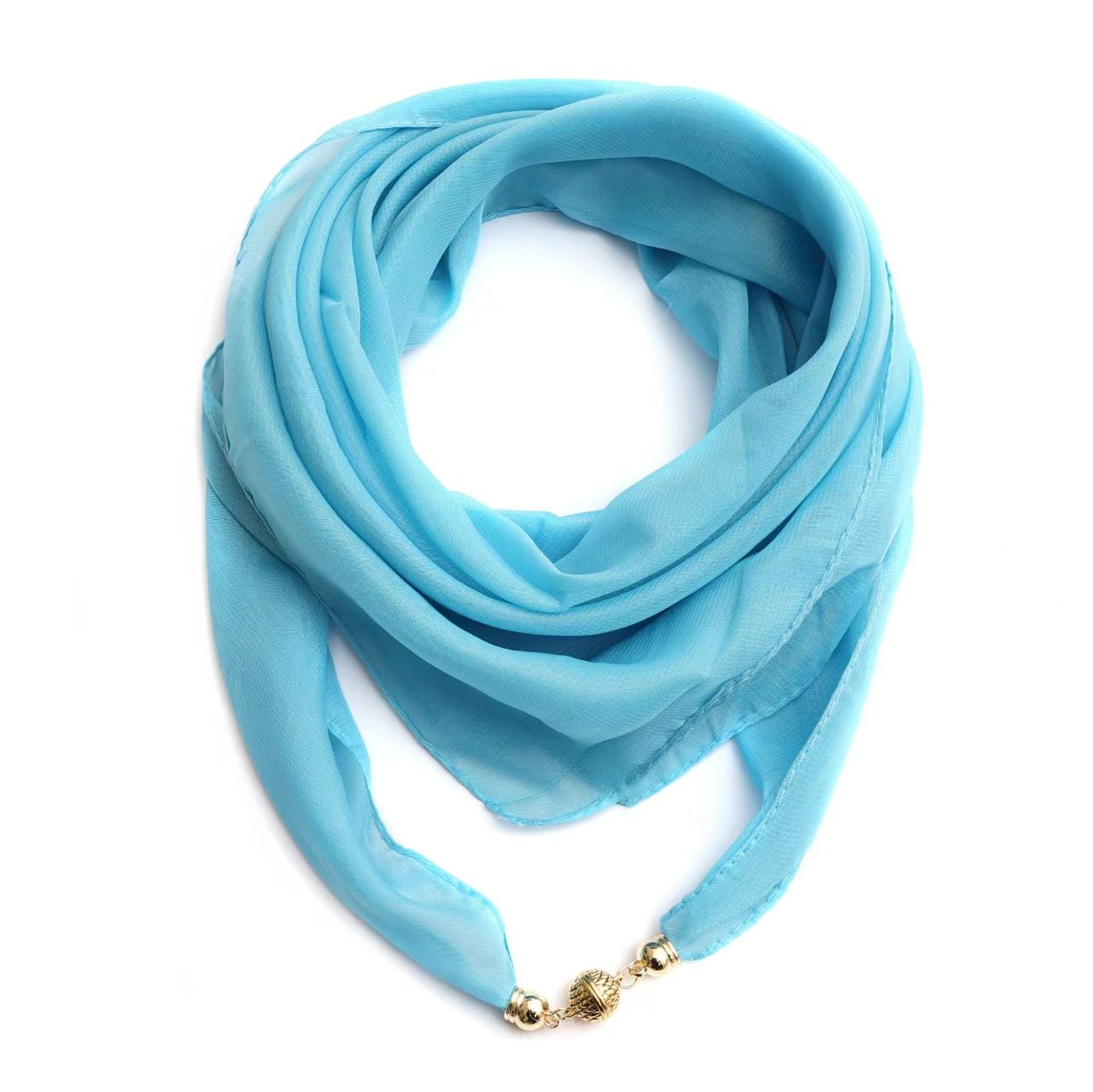 T877 silk scarf women's spring and autumn new magnetic buckle thin red square scarf neck decoration all-match neck lazy scarf