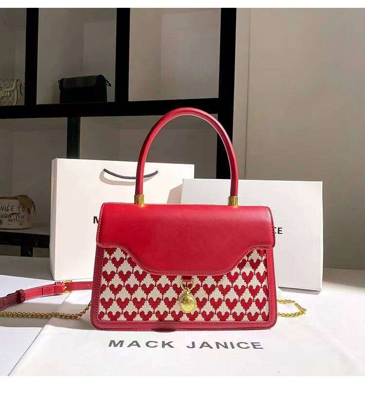 High Quality Red Knitted Square Large Capacity Women Handbag Lady Purse Female Shoulder Messenger Casual Wedding Bag