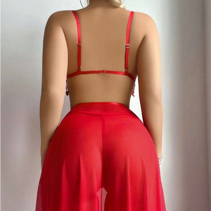 Spell Lingerie Porn Suits New Hollow Metal Chain Red Sexy Lingerie Set For Women Sexy Lingerie