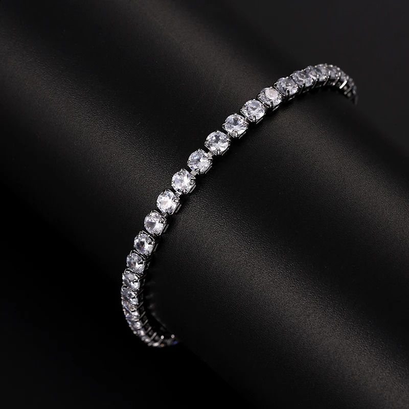Hiphop Iced Out 4mm Cubic Zirconia Crystal Tennis Bracelets For Women Men Gold Color Silver Color Bracelet Chain Jewelry 250528