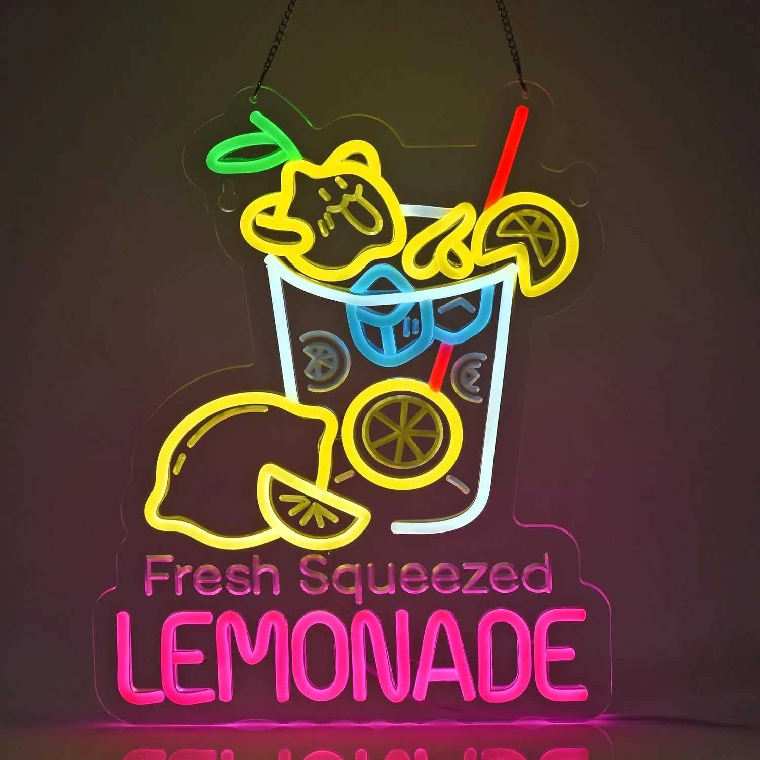 Lemonade Neon Sign USB Powered Ultra Bright Dimmable Neon Lights Hanging Wall Art Decor for Restaurant Shop Bakery Celebration XJ250602