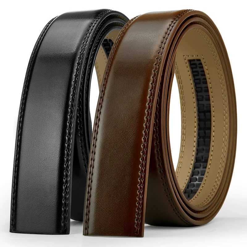 115 125 135 145cm Men Genuine Leather Belts Without Buckle Belt No Buckle Cowskin Luxury Belt Black Brown Belts for Women XJ250602