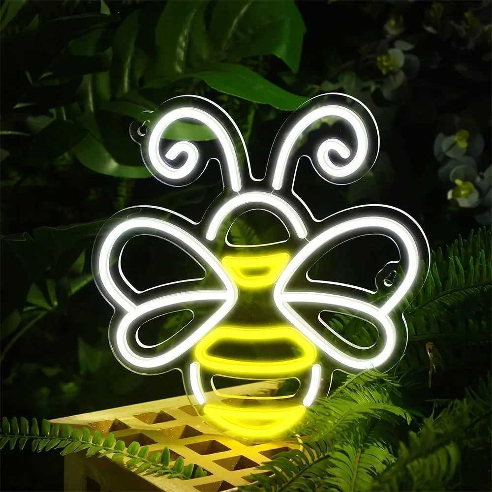 Bee Neon Sign Honey Neon Light Sign LED Animal Neon Lamps for Wall Hanging Bedroom Child Room Playground Shop Decor Gift XJ250602