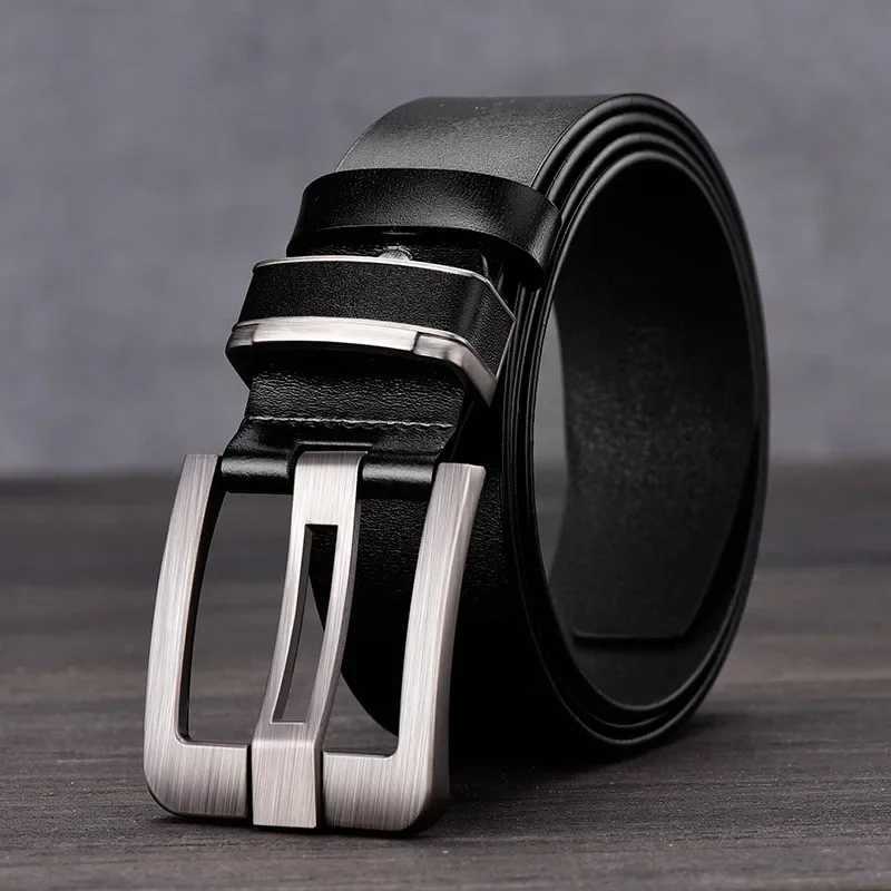 New Leather Cowhide Mens Belt Fashion Metal Alloy Pin Buckle Adult Luxury Brand Jeans Business Casual Waist Male Strap Brand XJ250602