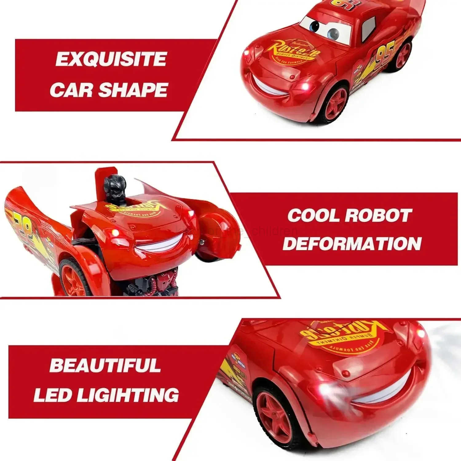 Disney Lightning Mcqueen Remote Control Car 2in1 Transform Robot Rc Deformation Car Anime Model One Button High Speed Kids Toys W250603