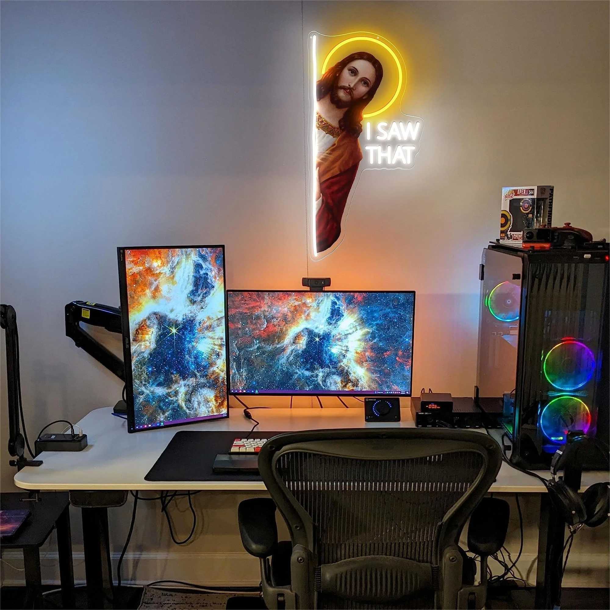 I Saw That Neon Sign God Neon Wall Decoration with Adjustable Brightness LED Light Room Living Room Decor Fun Gift for FriendsXJ250602