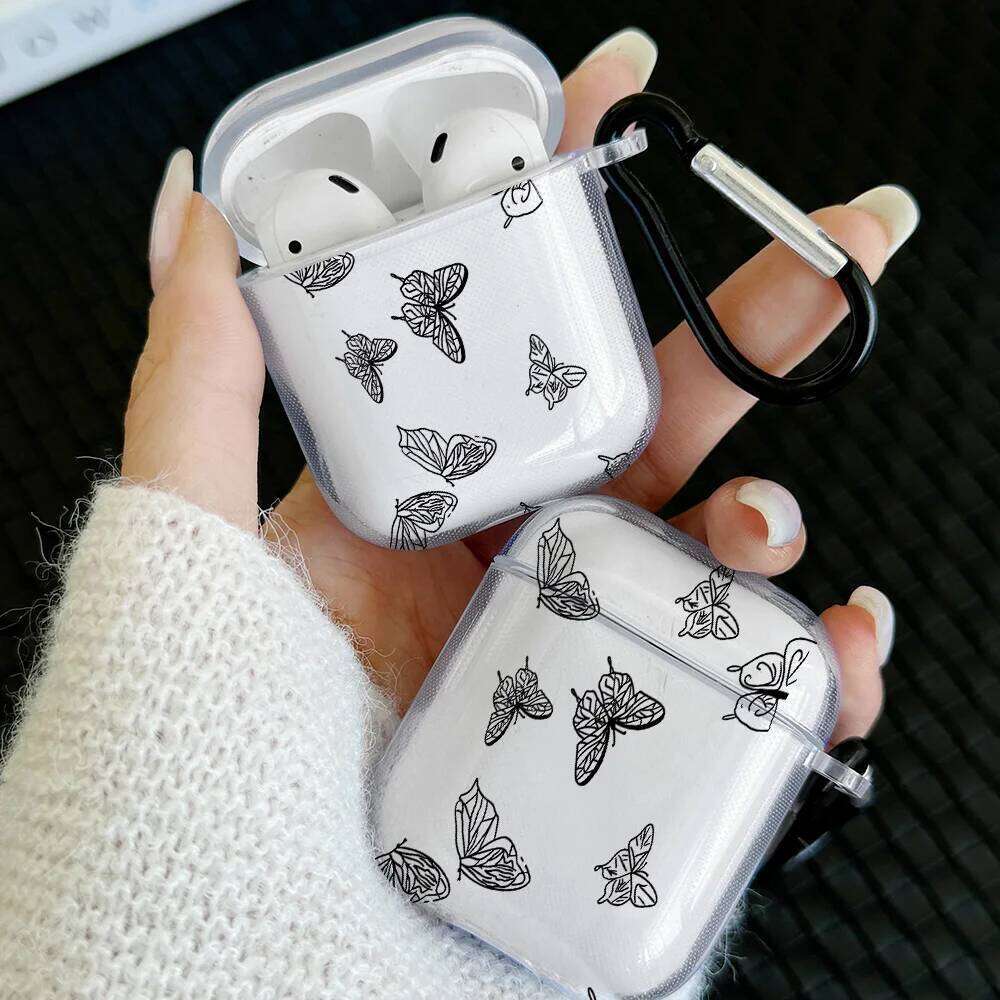 Cute Black Cat Design Pro 2/Pro TPU Earbuds Case For 4 2024 3 1 2 Gen Cover with Keychain Accessory