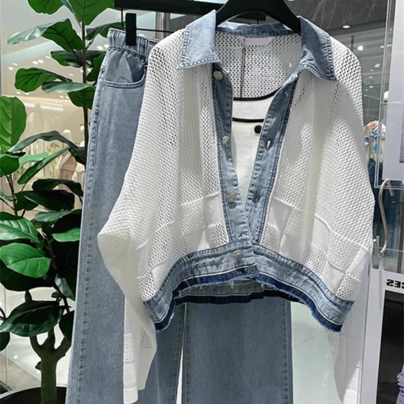 Women Clothing Streetwear Fashion Coats Patchwork Denim Hollow Out Y2k Tops Korean Outwear Casual Loose Jackets Ropa Mujer 250519CJ