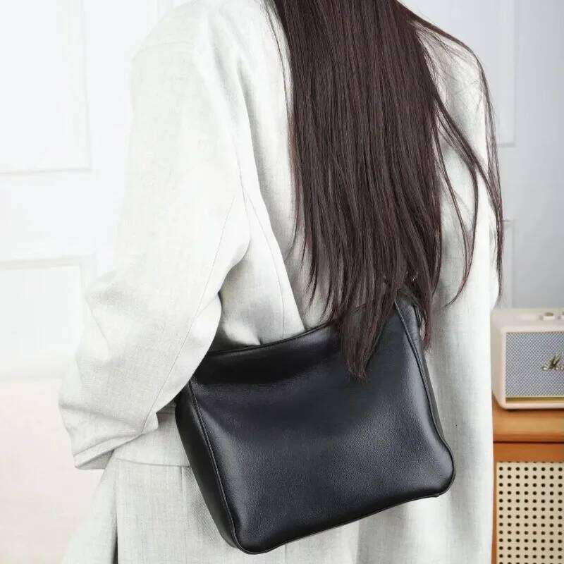 Natural Cow Leather Square Handbag - Crossbody Bucket Style, High-Quality Women's Shoulder Bag, Practical & Luxurious Hobo Bag