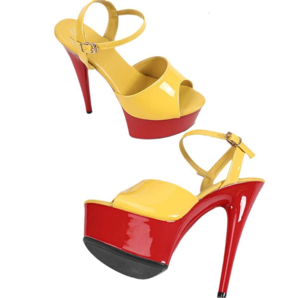 Super High Heels 8661-Q21 Wedding Party Fashion Nightclub Stiletto Heels Extreme High Sandals Platform High Heels