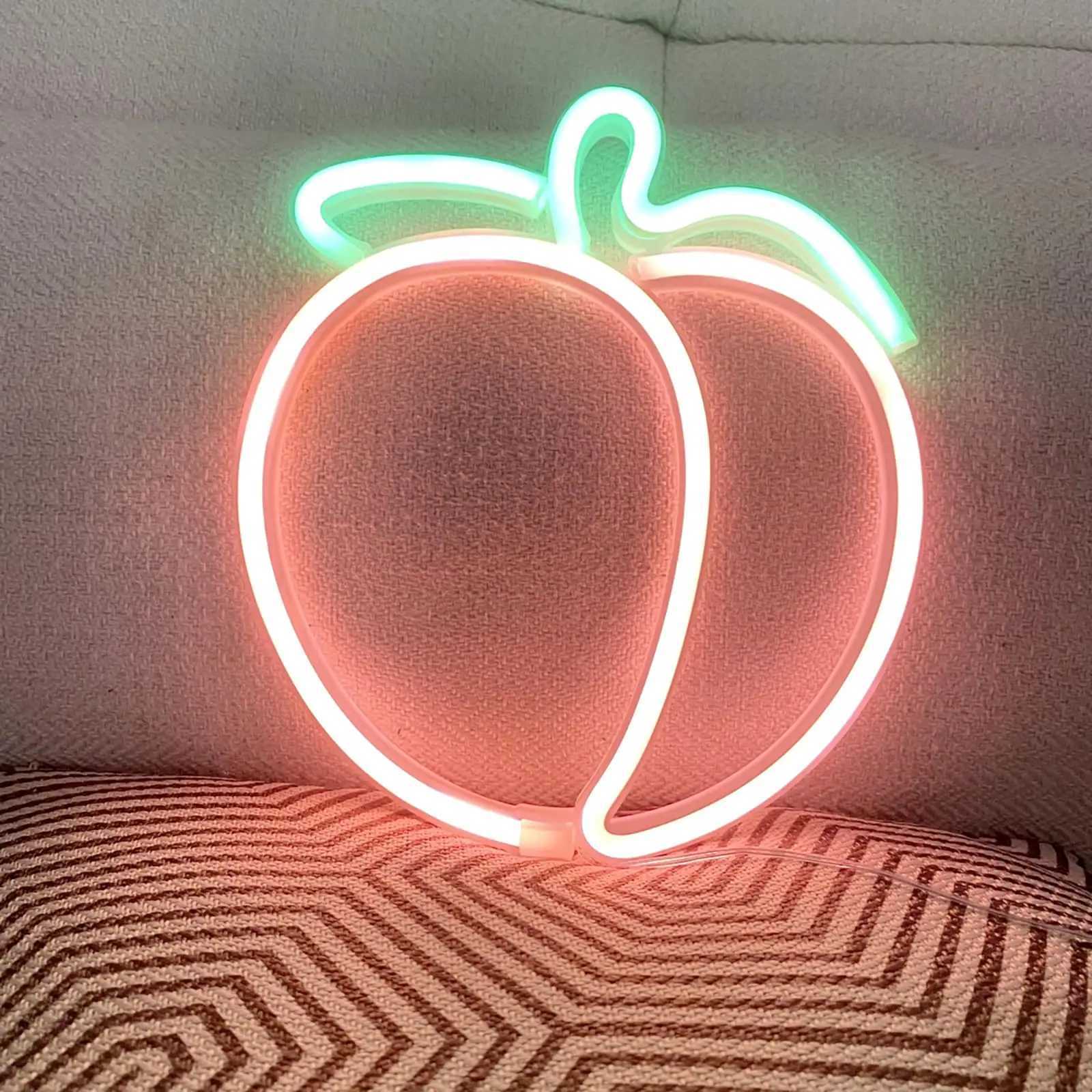 Peach Neon Sign LED Neon Light for Home Bar Art Christmas Bedroom Table Wedding Party Desktop Wall Decor Teen Kids Birthday Gift XJ250602