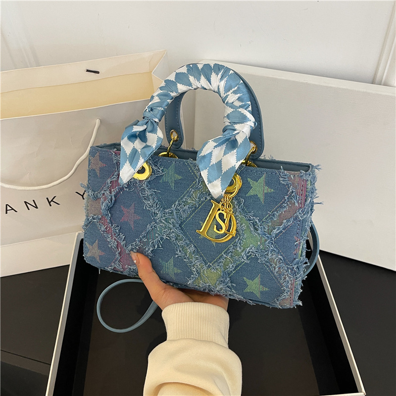 2025 New Style Small Chanel Style Denim Bag Free Shipping Fabric Star Quilted Gift Bag Handbag Women's Beach Bag Shoulder Designer Bag Crossbody 