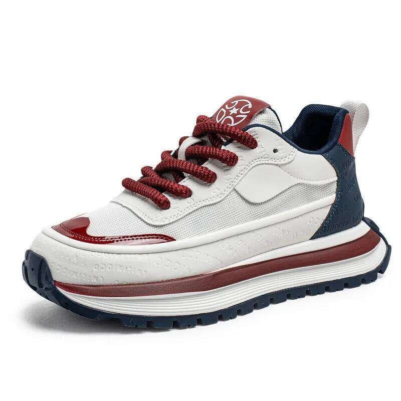 2025 New Men's Platform Mesh Sneakers Thick Sole Elevating Low-Cut Two-Tone Breathable Casual Sports Streetwear Trendy Footwear