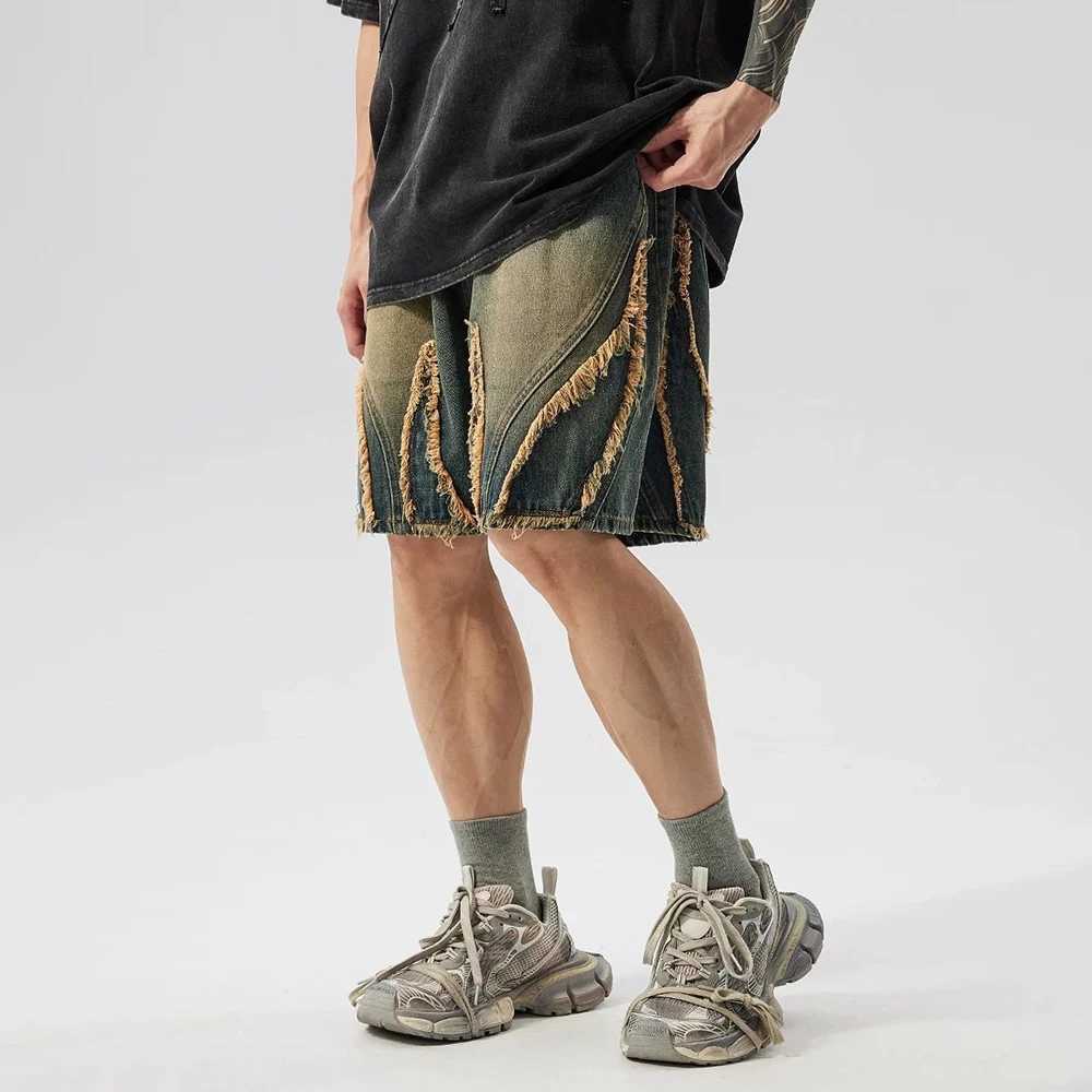 New Summer Mens Washed Old Denim Shorts Japanese Retro Fashion Trend High Street Casual Loose Niche Breathable Mens Bottoms T250603
