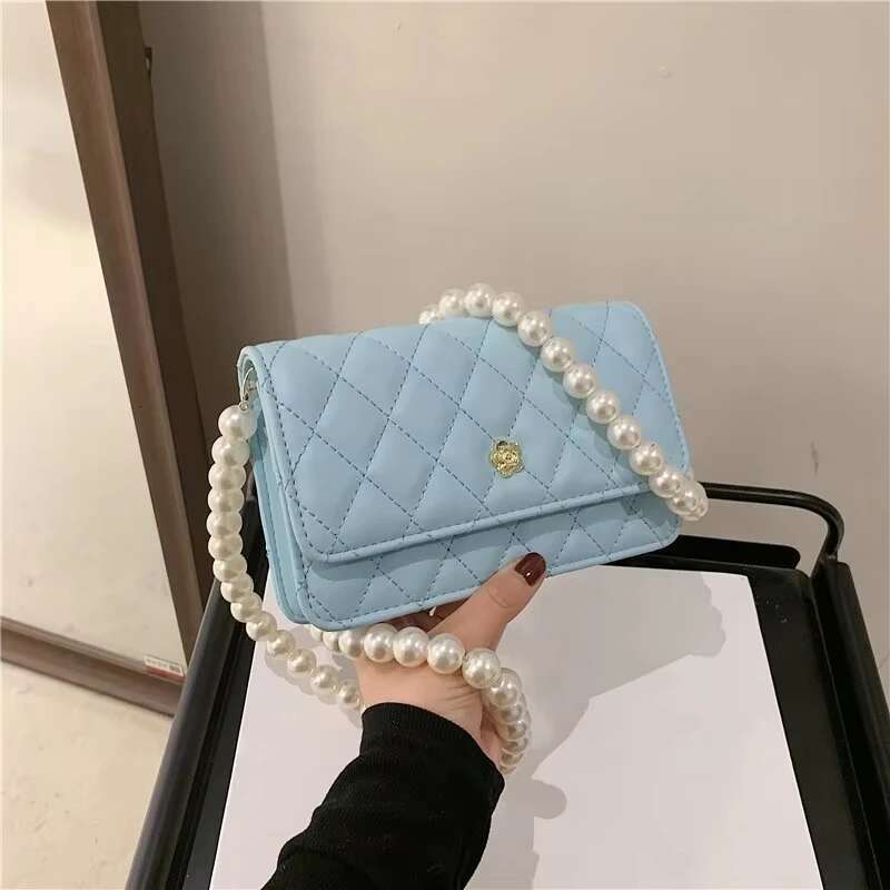 2025 New Women's Handbag, Girls' Fashion Pearl Handbag, Designer Women's Wallet, Elegant Leather Chain Belt Bag, Mini Coin Crossbody Ba