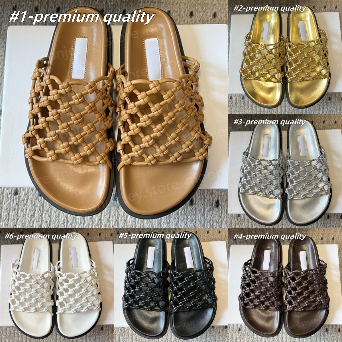 (go off picture not the description) 10A Premium Designer Slippers Women's Woven Hollow Slippers Summer Beach Style Festival Gifts 31327