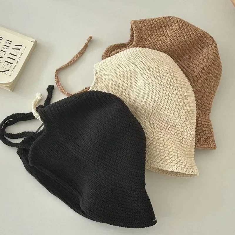 Japanese Cute Strap Loli Caps for Women Spring Summer Travel Versatile Sunscreen Fashion Wide Brim Show Face Small Bucket Hat W250602