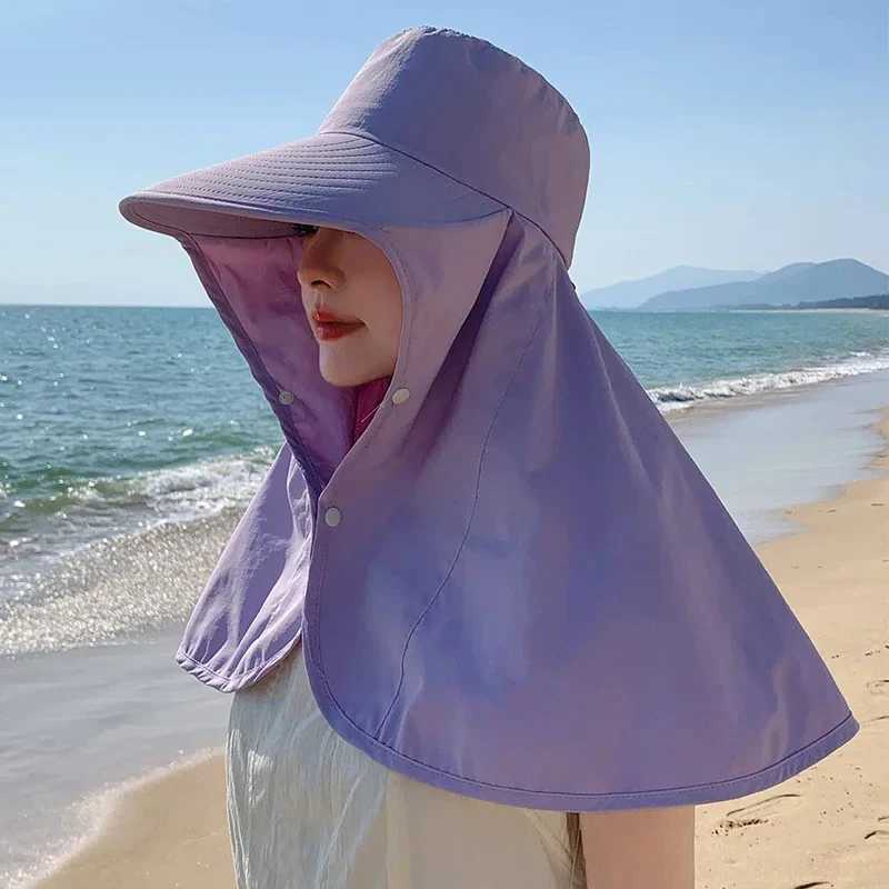 Summer for Women Outdoor UV Anti Neck Protection Sun Visors for Fishing Hiking Big Brim Shawl Sunscreen Fisherman Cap W250602