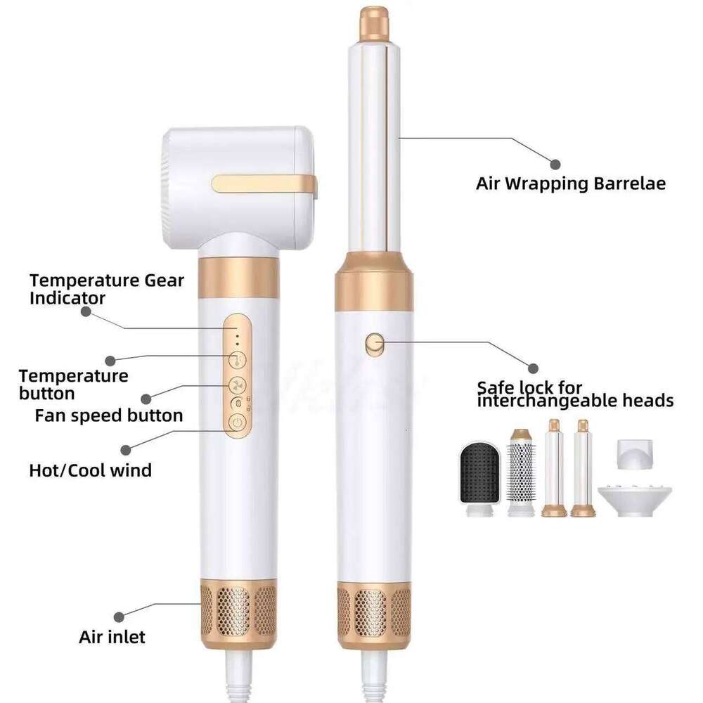7 in 1 Dryer 1400W Straightener Hair Hot Comb Professional Auto Wrap Dryer&Straightening Brush Automatic Curling Iron