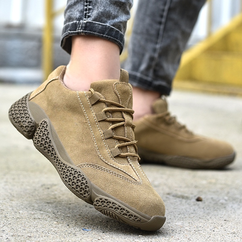 Outdoor shoes mens sneakers labor protection shoe breathable elastic lightweight anti smashing wear resistant insulated antiskid stabb resistant train