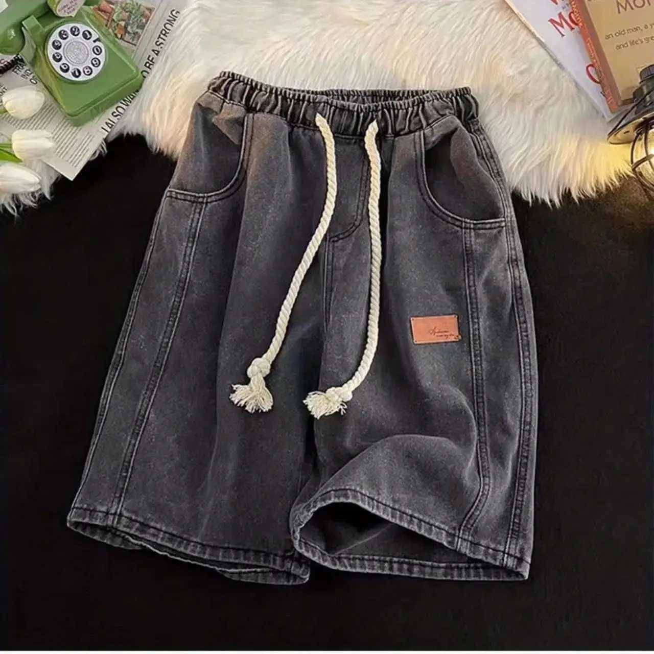 Drawstring Baggy Half Mens Short Jeans Pants Y2k Fashion Popular XL Designer Summer Vintage Original Blue Emo Male Denim Shorts T250603