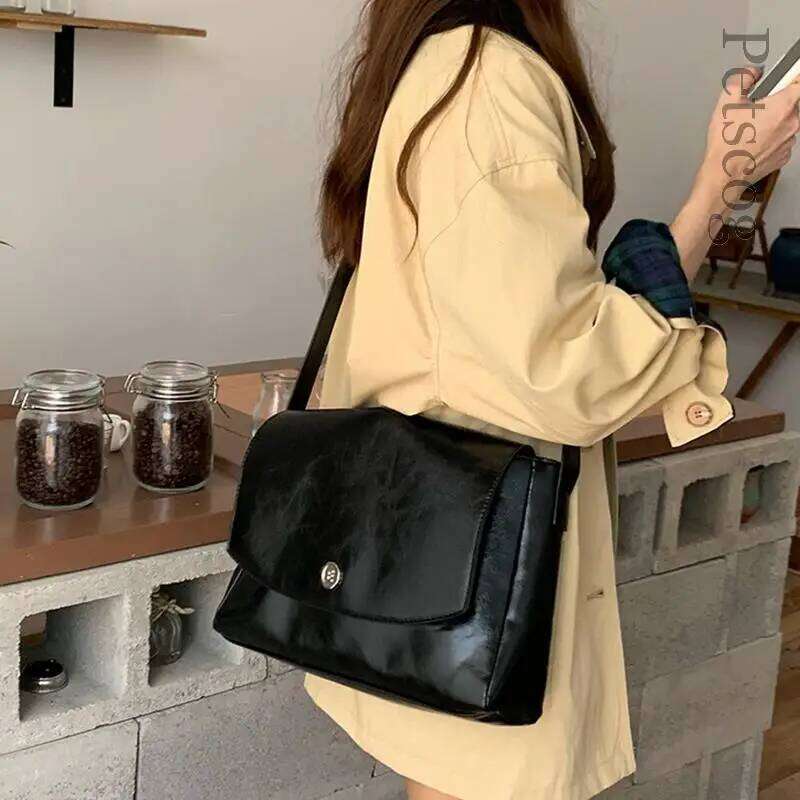 Women's Bags Designer Glossy Pu Leather Crossbody For Women Green Large Capacity Flap Casual Shopper Messenger Purse Female Fashion Shoulder Bags