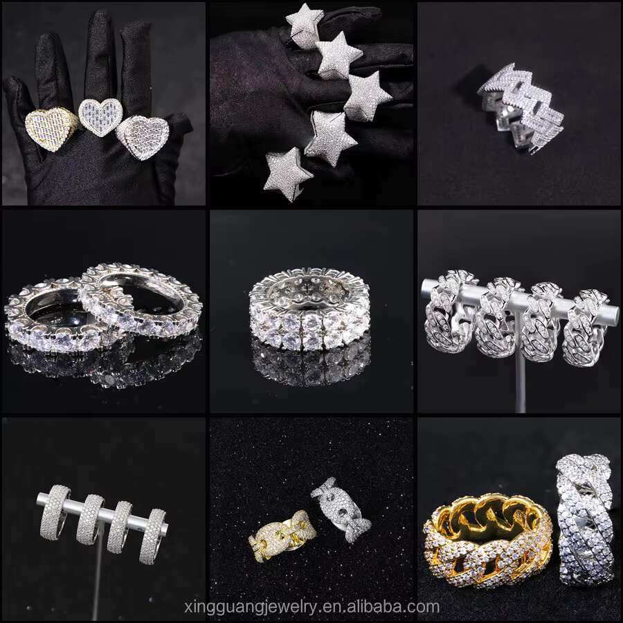 RTS Hiphop Jewelry Diamond Rings 925 Sterling Silver Gold Plated VVS Moissanite Ring Fine Jewelry Rings for Men Women