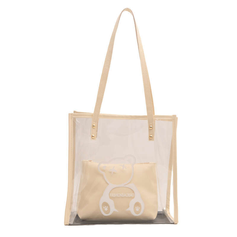 Fashion Transparent for Women 2025 New Summer Casual Jelly Beach Simple Commuter Shoulder Tote Bag