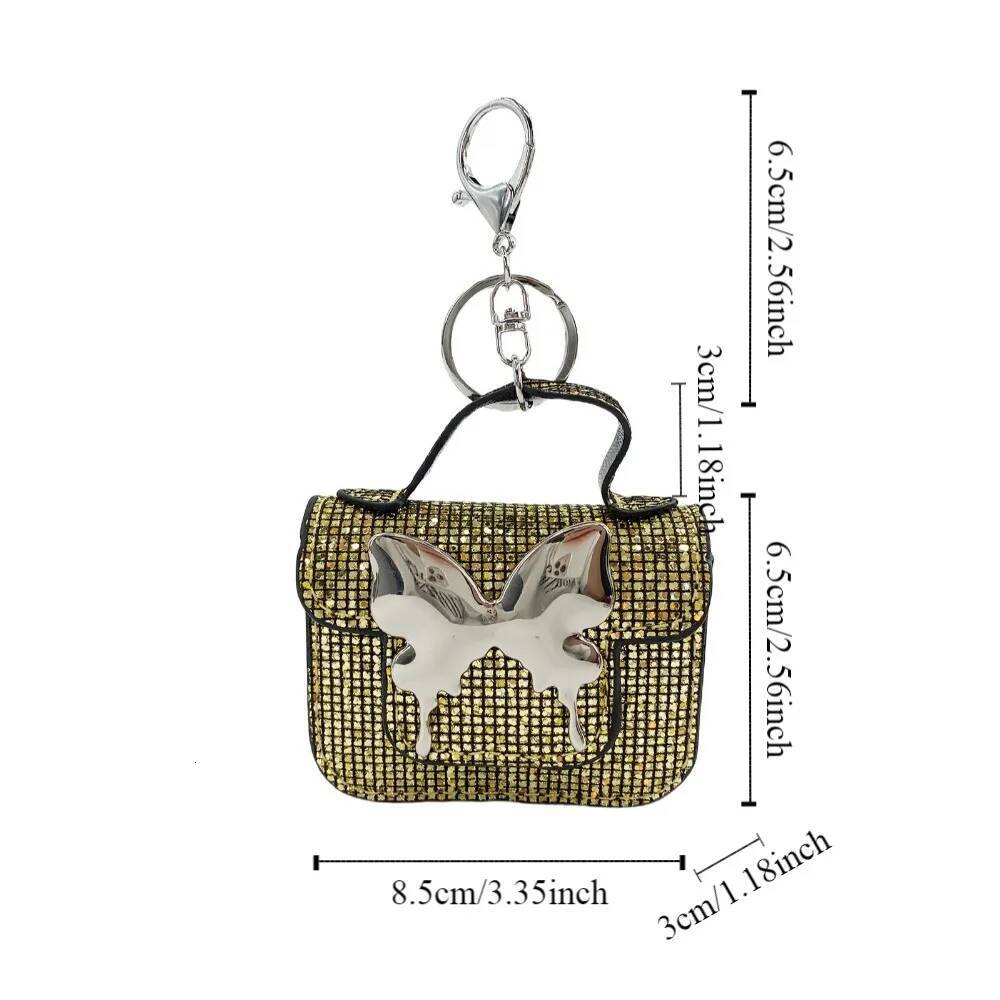 2025 New Butterfly Mini Luxury Earphone Bag Keychain Coin Wallet Leather Coin Bag Mouth Red Envelope Pendant Mini Handbag Keychain Girl Gift 3